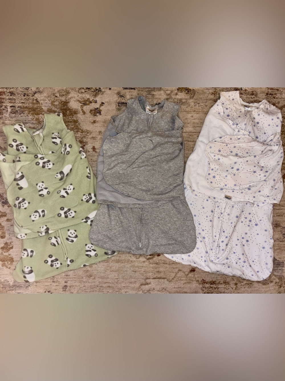 Halo Baby Sleep Sack Set - Green Panda, Gray, White Star